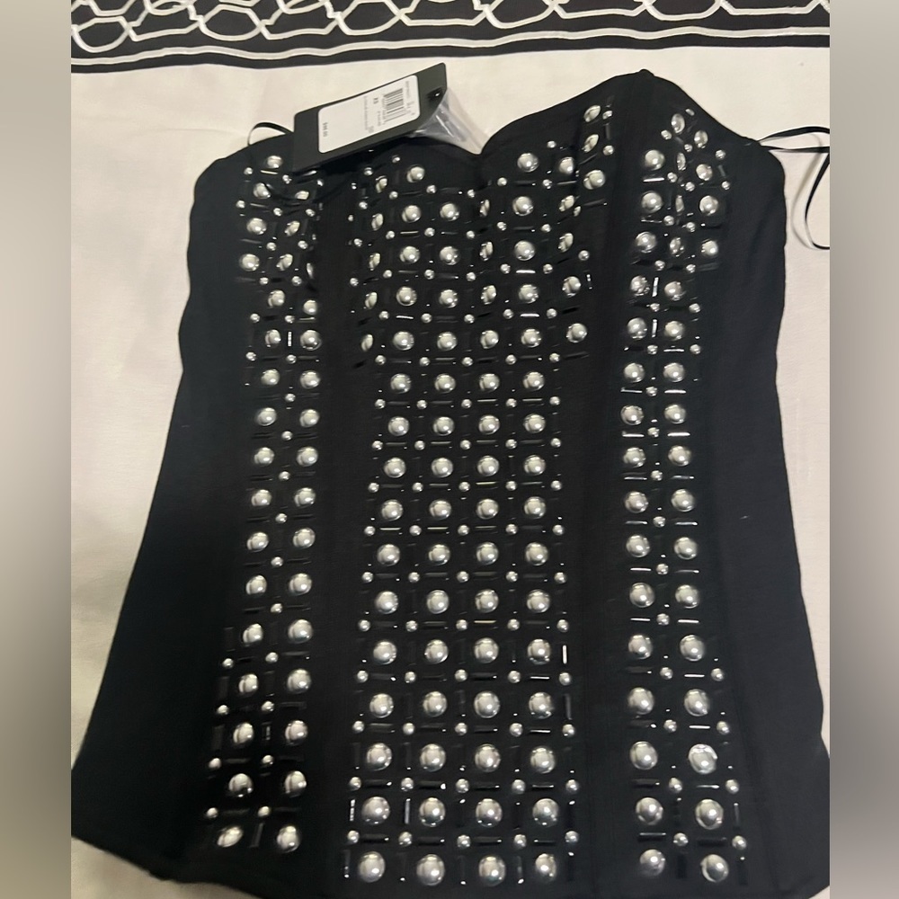 Guess Coraline Black Bustier Top NWT XS Y2K Modern Minimalist